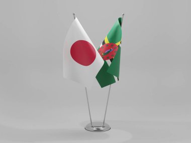 Dominica - Japonya İşbirliği Bayrakları, Beyaz Arkaplan - 3D Yapılandırma