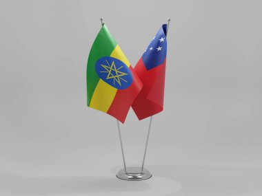Samoa - Etiyopya İşbirliği Bayrakları, Beyaz Arkaplan - 3D Render