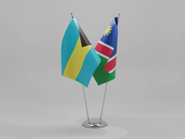 Namibya - Bahamalar İşbirliği Bayrakları, Beyaz Arkaplan - 3D Render