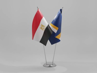 Marshall Adaları - Mısır İşbirliği Bayrakları, Beyaz Arkaplan - 3D Render