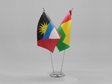 Gine Bissau - Antigua ve Barbuda İşbirliği Bayrakları, Beyaz Arkaplan - 3D Render