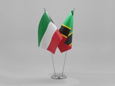 Saint Kitts ve Nevis - Kuveyt İşbirliği Bayrakları, Beyaz Arkaplan - 3D Render