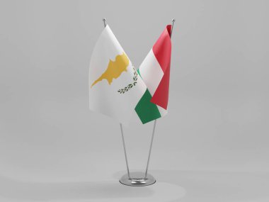 Macaristan - Kıbrıs İşbirliği Bayrakları, Beyaz Arkaplan - 3D Hazırlama