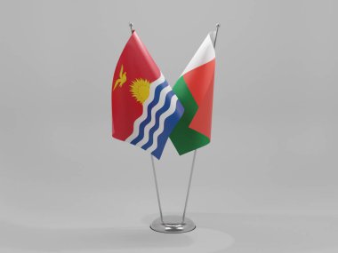 Madagaskar - Kiribati İşbirliği Bayrakları, Beyaz Arkaplan - 3D Render