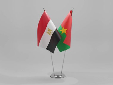 Burkina Faso - Mısır İşbirliği Bayrakları, Beyaz Arkaplan - 3D Render