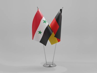 Almanya - Suriye İşbirliği Bayrakları, Beyaz Arkaplan - 3D Hazırlama