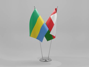 Umman - Gabon İşbirliği Bayrakları, Beyaz Arkaplan - 3D Render