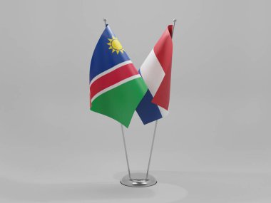 Hollanda - Namibya İşbirliği Bayrakları, Beyaz Arkaplan - 3D Render
