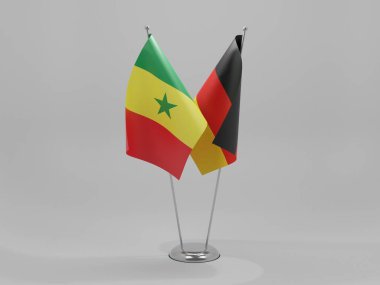 Almanya - Senegal İşbirliği Bayrakları, Beyaz Arkaplan - 3D Render
