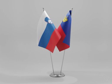 Lihtenştayn - Slovenya İşbirliği Bayrakları, Beyaz Arkaplan - 3D Render