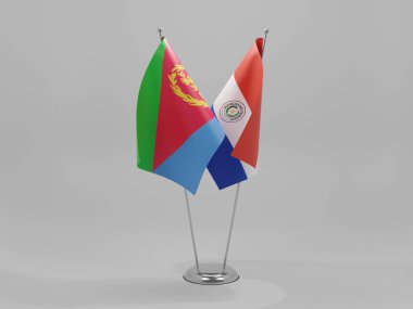 Paraguay - Eritre İşbirliği Bayrakları, Beyaz Arkaplan - 3D Render