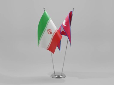 Nepal - İran İşbirliği Bayrakları, Beyaz Arkaplan - 3D Yapılandırma