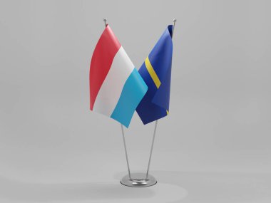 Nauru - Lüksemburg İşbirliği Bayrakları, Beyaz Arkaplan - 3D Render