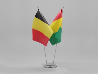 Gine - Belçika İşbirliği Bayrakları, Beyaz Arkaplan - 3D Render