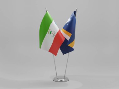 Marshall Adaları - Ekvator Ginesi İşbirliği Bayrakları, Beyaz Arkaplan - 3D Render