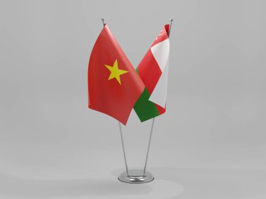Umman - Vietnam İşbirliği Bayrakları, Beyaz Arkaplan - 3D Yapılandırma