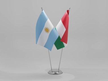 Macaristan - Arjantin İşbirliği Bayrakları, Beyaz Arkaplan - 3D Render