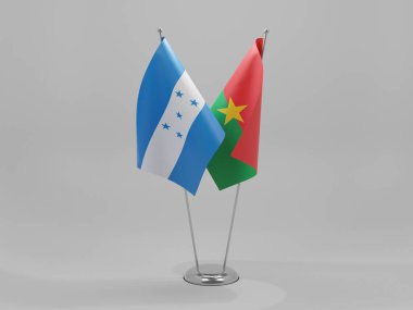 Burkina Faso - Honduras İşbirliği Bayrakları, Beyaz Arkaplan - 3D Render