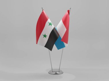 Lüksemburg - Suriye İşbirliği Bayrakları, Beyaz Arkaplan - 3D Render