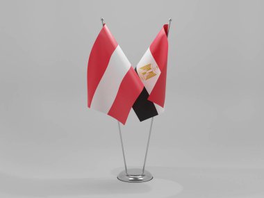Mısır - Avusturya İşbirliği Bayrakları, Beyaz Arkaplan - 3D Yapılandırma