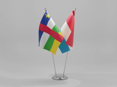 Lüksemburg - Orta Afrika Cumhuriyeti İşbirliği Bayrakları, Beyaz Arkaplan - 3D Render