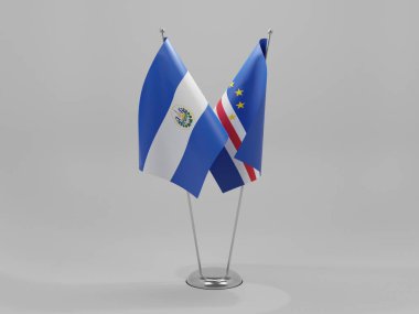 Cape Verde - El Salvador İşbirliği Bayrakları, Beyaz Arkaplan - 3D Render