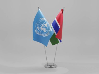 Gambiya - Birleşmiş Milletler İşbirliği Bayrakları, Beyaz Arkaplan - 3D Render