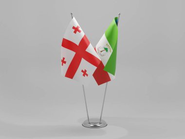 Ekvator Ginesi - Georgia İşbirliği Bayrakları, Beyaz Arkaplan - 3D Render