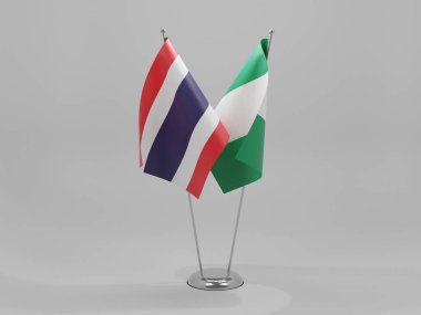 Nijerya - Tayland İşbirliği Bayrakları, Beyaz Arkaplan - 3D Render