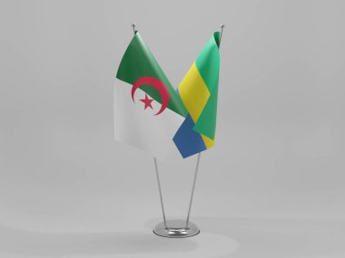 Gabon - Cezayir İşbirliği Bayrakları, Beyaz Arkaplan - 3D Render