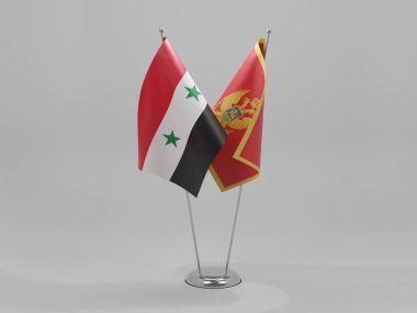 Karadağ - Suriye İşbirliği Bayrakları, Beyaz Arkaplan - 3D Hazırlama