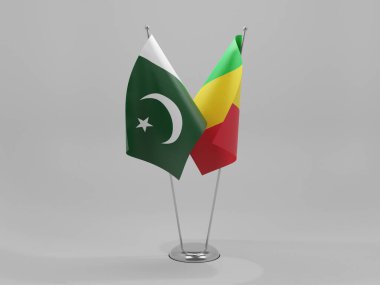 Mali - Pakistan İşbirliği Bayrakları, Beyaz Arkaplan - 3D Yapılandırma