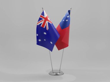Samoa - Avustralya İşbirliği Bayrakları, Beyaz Arkaplan - 3D Render