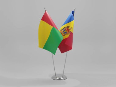 Moldova - Gine Bissau İşbirliği Bayrakları, Beyaz Arkaplan - 3D Render