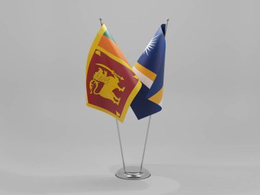 Marshall Adaları - Sri Lanka İşbirliği Bayrakları, Beyaz Arkaplan - 3D Render