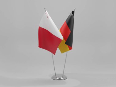 Almanya - Malta İşbirliği Bayrakları, Beyaz Arkaplan - 3D Yapılandırma