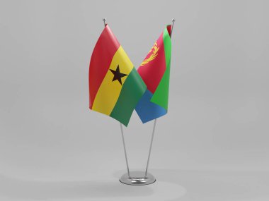 Eritre - Gana İşbirliği Bayrakları, Beyaz Arkaplan - 3D Render