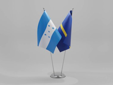 Nauru - Honduras İşbirliği Bayrakları, Beyaz Arkaplan - 3D Render