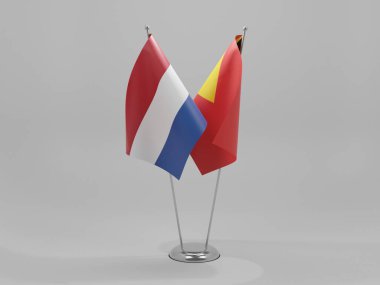 Doğu Timor - Hollanda İşbirliği Bayrakları, Beyaz Arkaplan - 3D Render