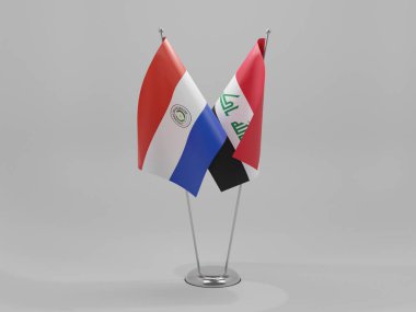 Irak - Paraguay İşbirliği Bayrakları, Beyaz Arkaplan - 3D Render