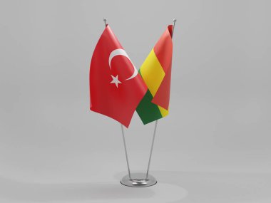 Bolivya - Türkiye İşbirliği Bayrakları, Beyaz Arkaplan - 3D Render