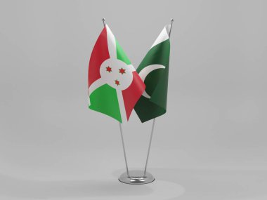 Pakistan - Burundi İşbirliği Bayrakları, Beyaz Arkaplan - 3D Render