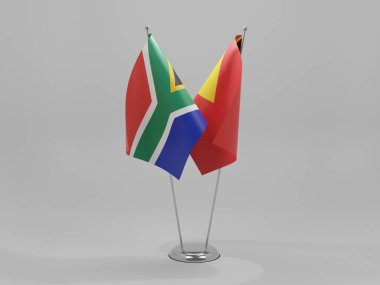 Doğu Timor - Güney Afrika İşbirliği Bayrakları, Beyaz Arkaplan - 3D Render
