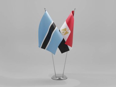 Mısır - Botswana İşbirliği Bayrakları, Beyaz Arkaplan - 3D Render