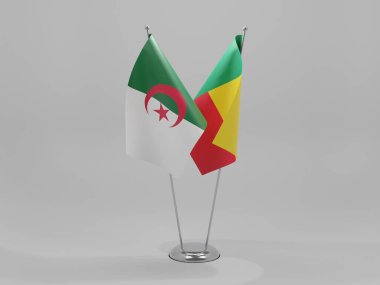 Benin - Cezayir İşbirliği Bayrakları, Beyaz Arkaplan - 3D Render