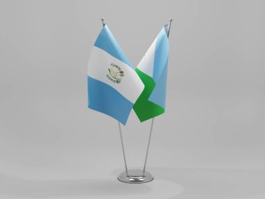 Cibuti - Guatemala İşbirliği Bayrakları, Beyaz Arkaplan - 3D Yapılandırma