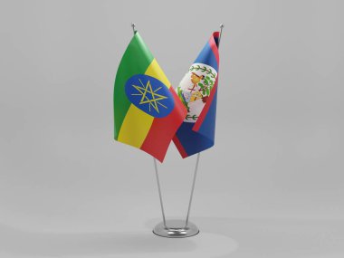 Belize - Etiyopya İşbirliği Bayrakları, Beyaz Arkaplan - 3B Render
