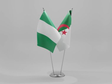 Cezayir - Nijerya İşbirliği Bayrakları, Beyaz Arkaplan - 3D Render