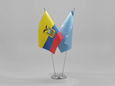 Mikronezya - Ekvador İşbirliği Bayrakları, Beyaz Arkaplan - 3D Yapılandırma