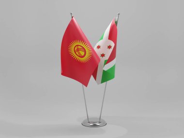 Burundi - Kırgızistan İşbirliği Bayrakları, Beyaz Arkaplan - 3D Render